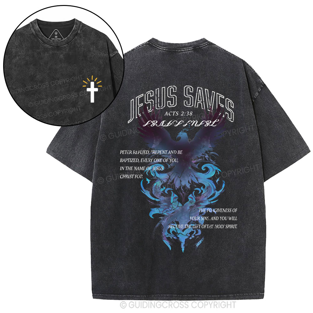 Jesus Saves Christian Washed T-Shirt