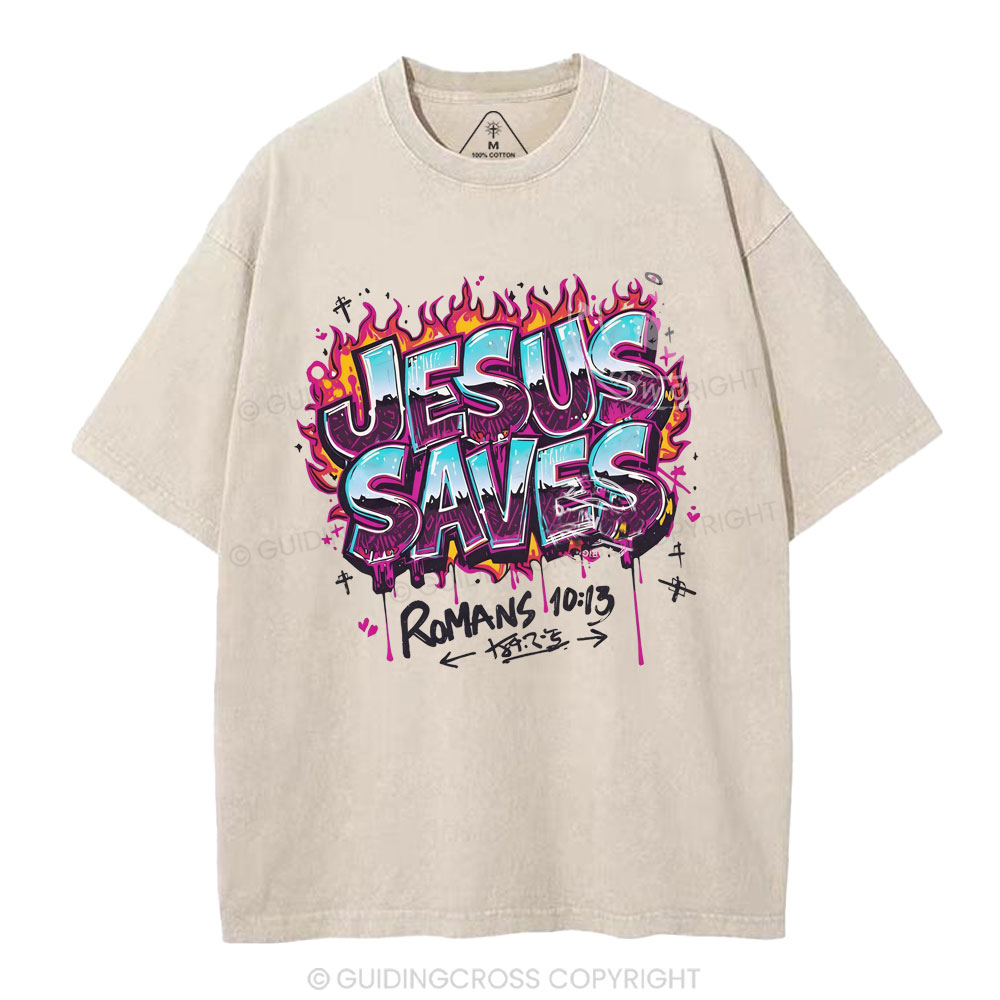 Jesus Saves Christian Washed T-Shirt