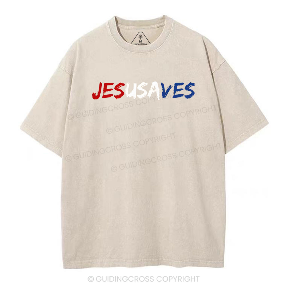 Jesus Saves Christian Washed T-Shirt