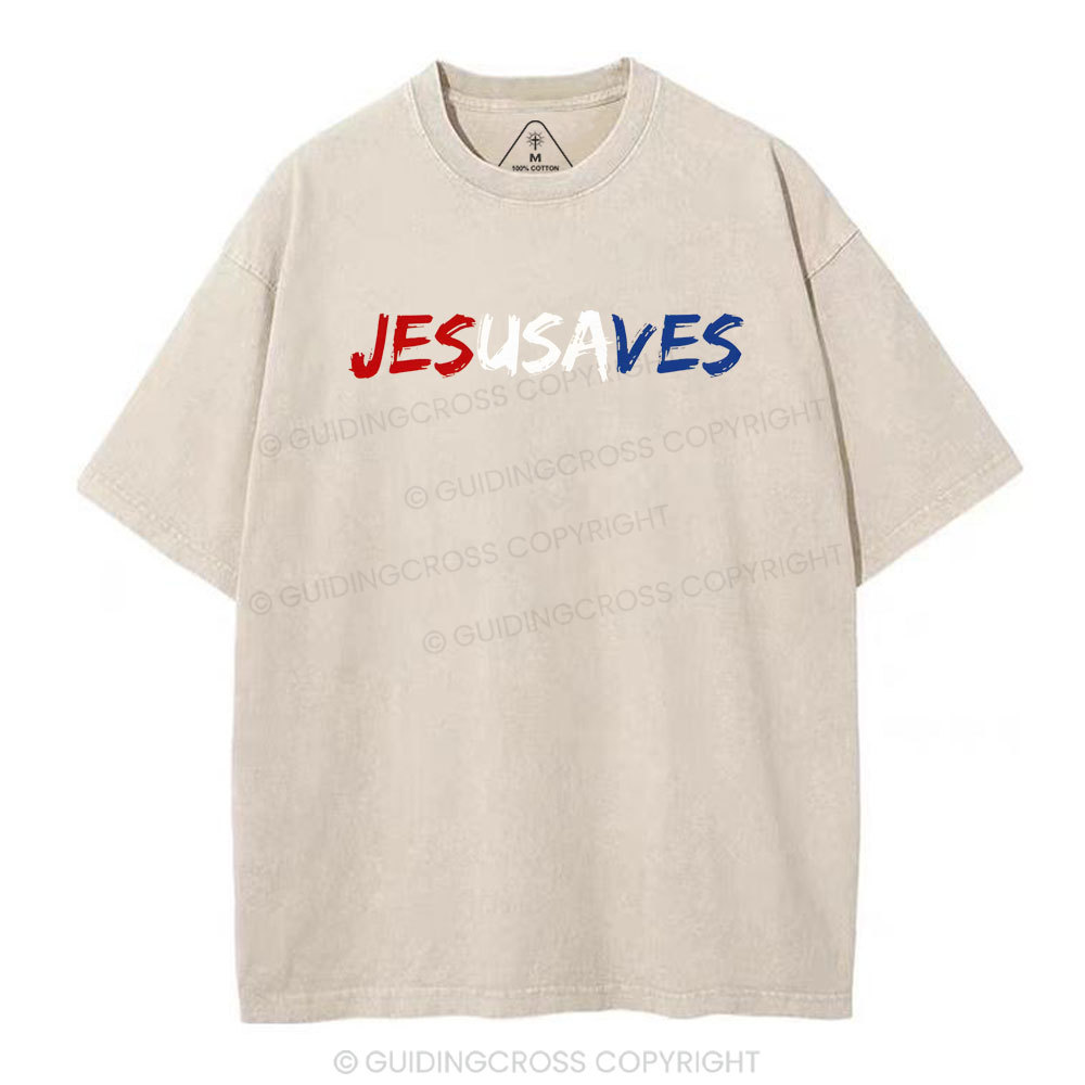 Jesus Saves Christian Washed T-Shirt
