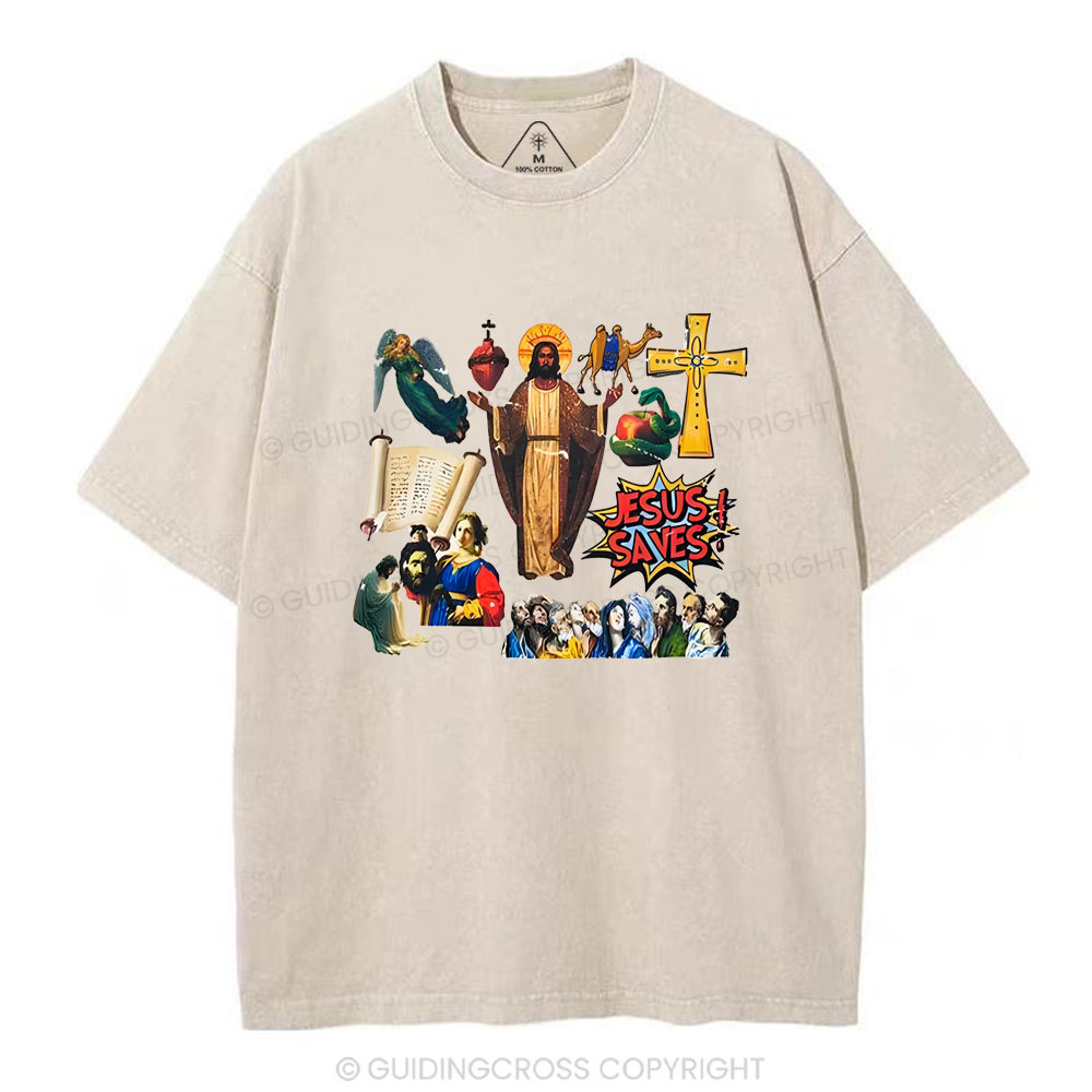 Jesus Saves Christian Washed T-Shirt