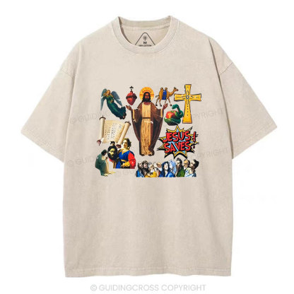 Jesus Saves Christian Washed T-Shirt