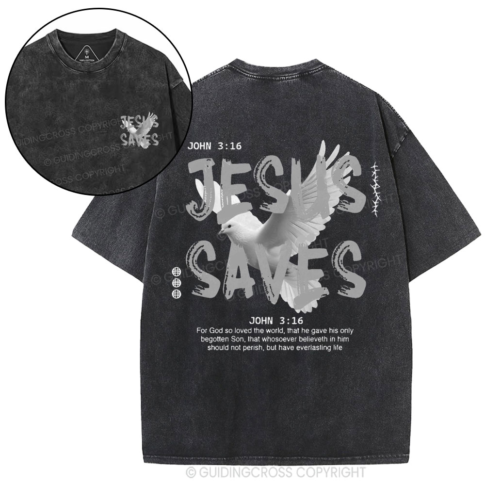 Jesus Saves Christian Washed T-Shirt