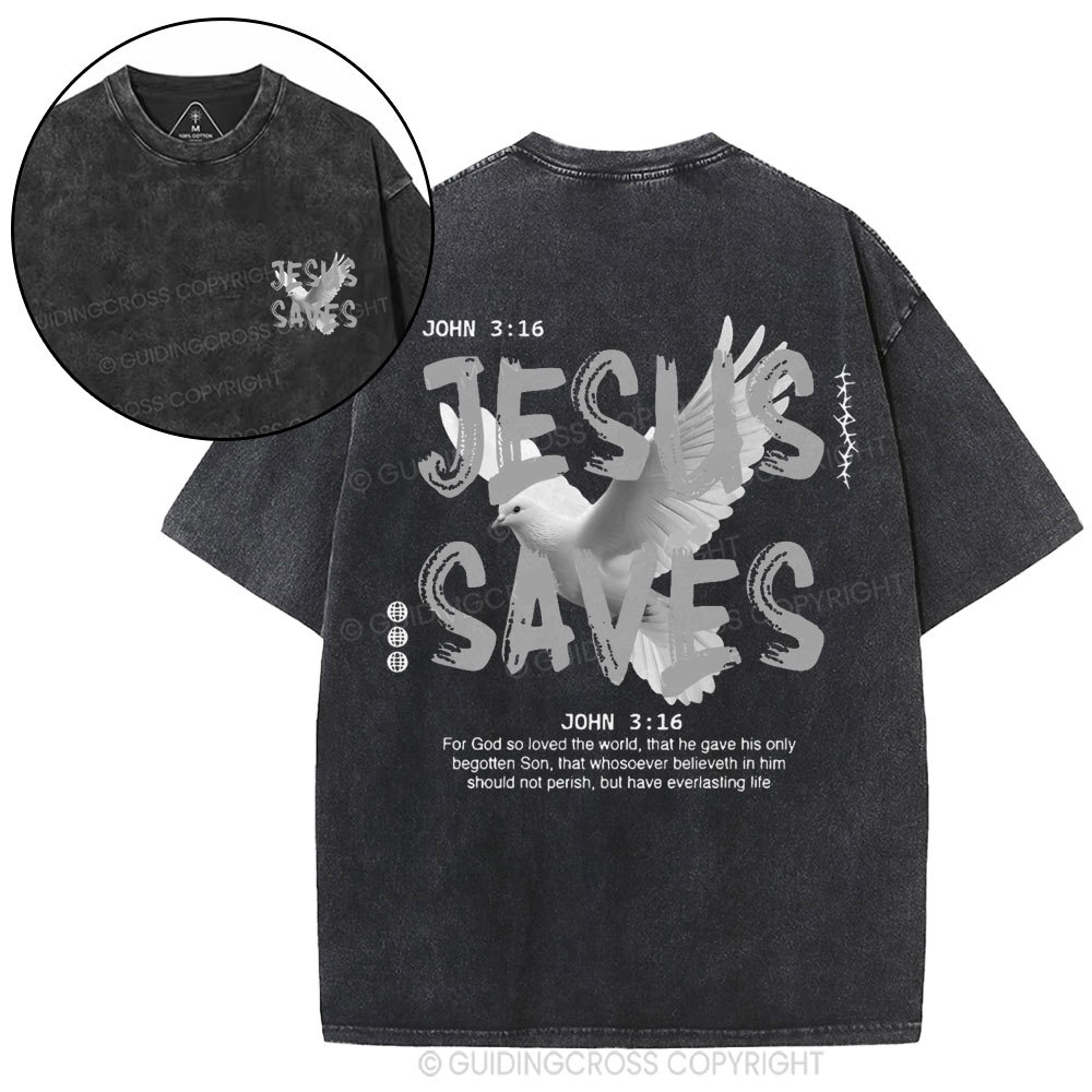 Jesus Saves Christian Washed T-Shirt