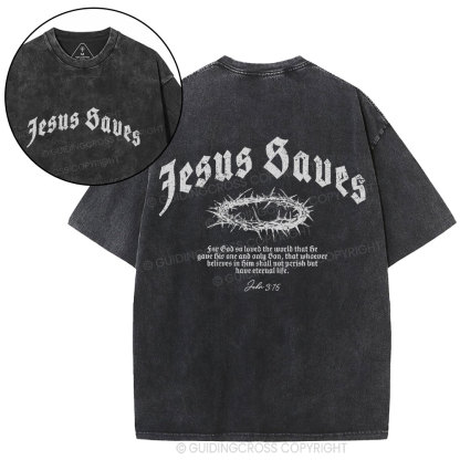 Jesus Saves Christian Washed T-Shirt