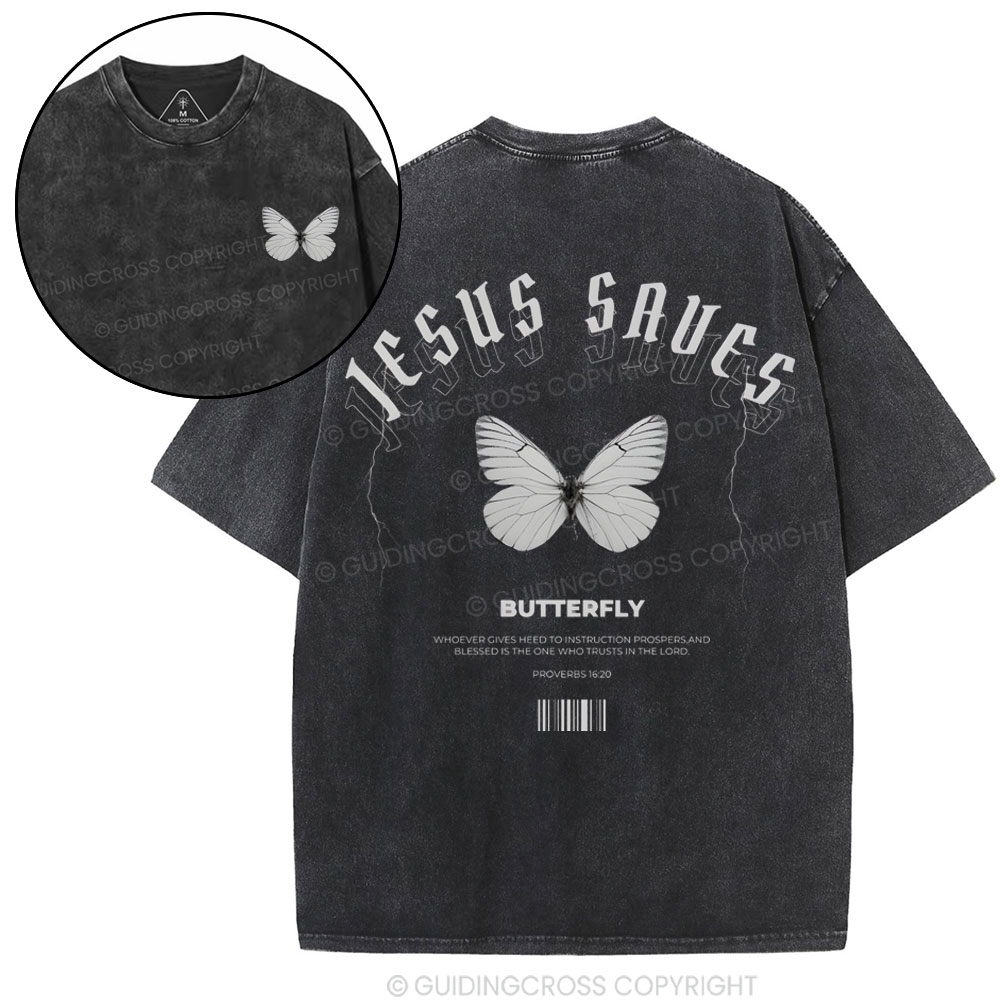Jesus Saves Christian Washed T-Shirt