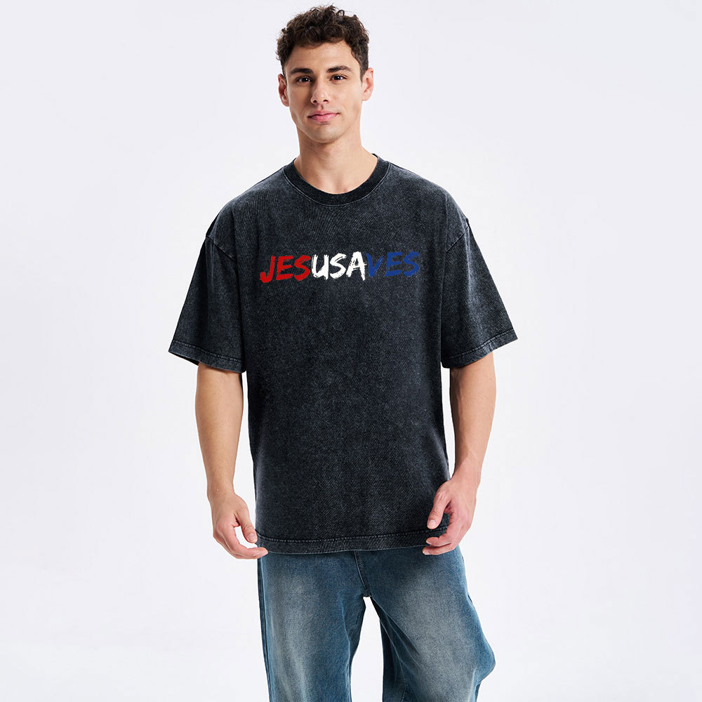 Jesus Saves Christian Washed T-Shirt