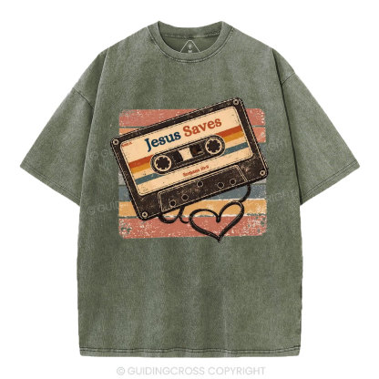 Jesus Saves Christian Washed T-Shirt1