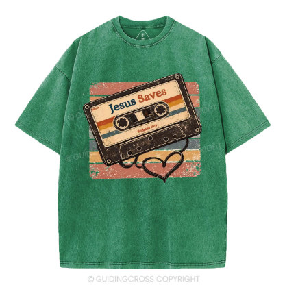 Jesus Saves Christian Washed T-Shirt1