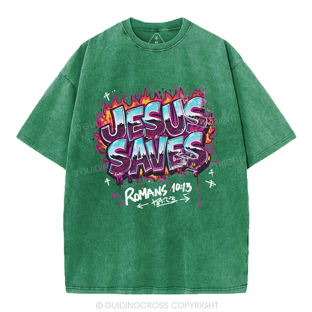 Jesus Saves Christian Washed T-Shirt