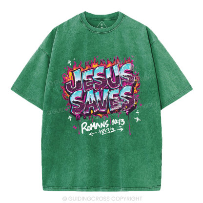 Jesus Saves Christian Washed T-Shirt