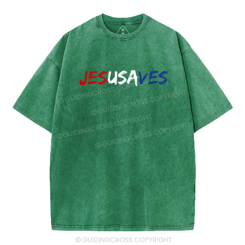 Jesus Saves Christian Washed T-Shirt