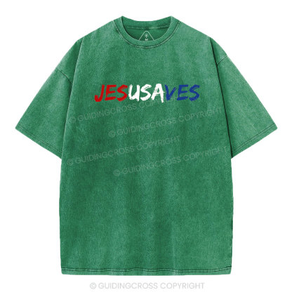 Jesus Saves Christian Washed T-Shirt