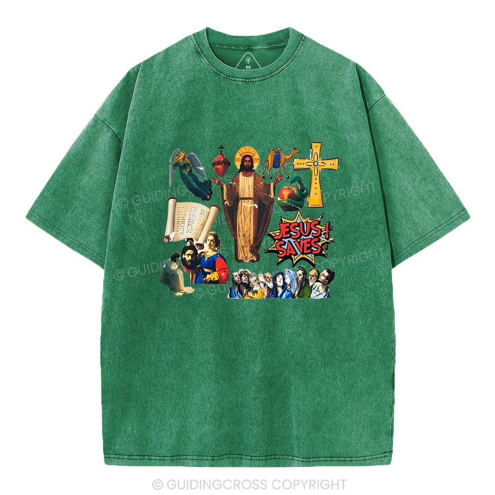 Jesus Saves Christian Washed T-Shirt