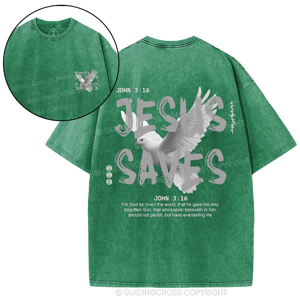 Jesus Saves Christian Washed T-Shirt