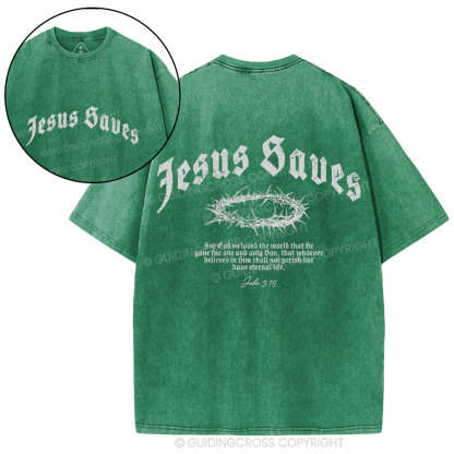 Jesus Saves Christian Washed T-Shirt
