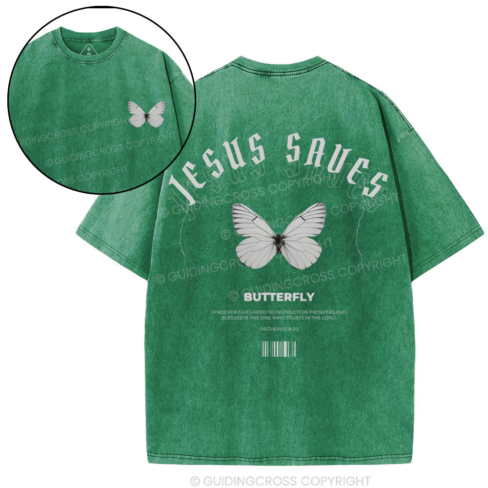 Jesus Saves Christian Washed T-Shirt