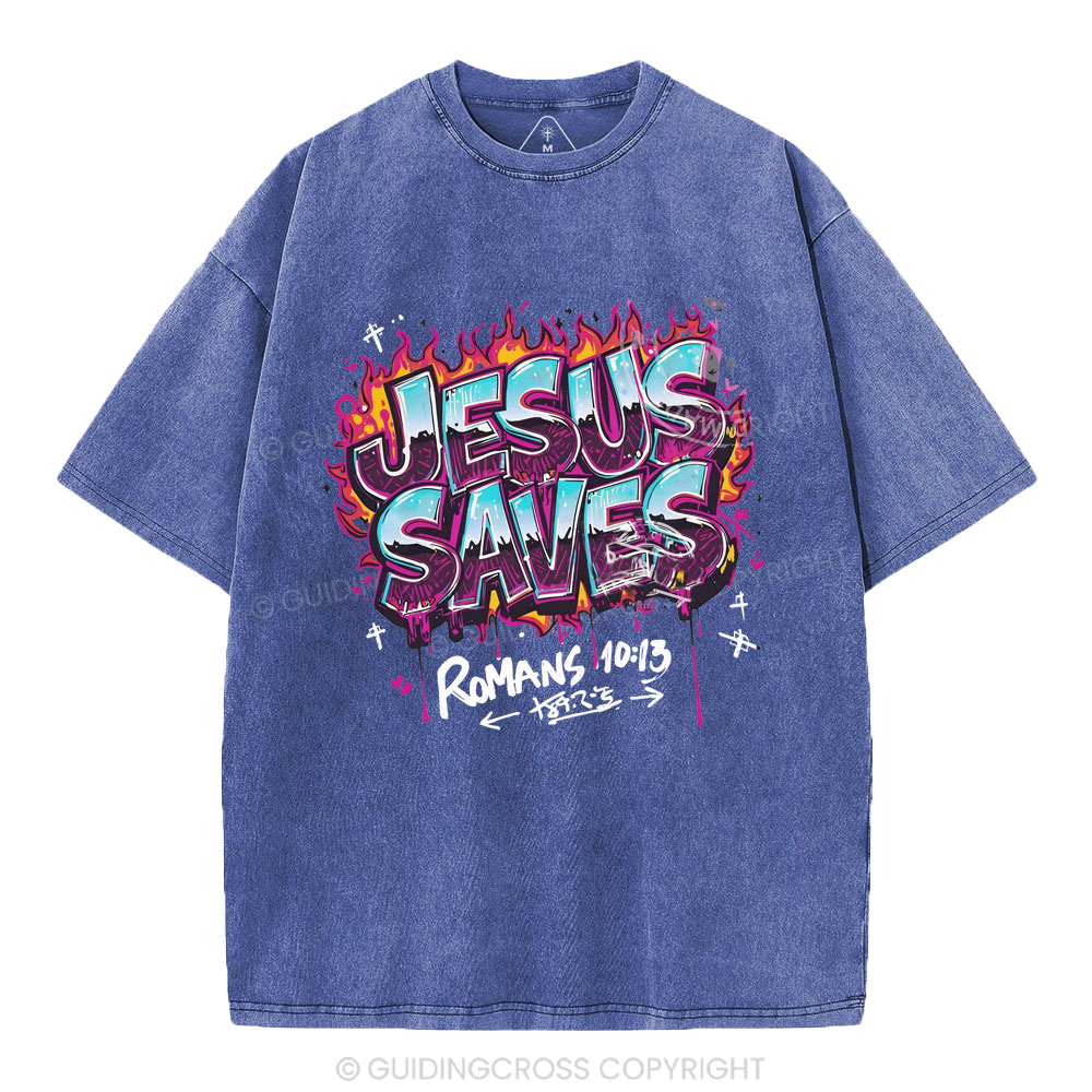Jesus Saves Christian Washed T-Shirt