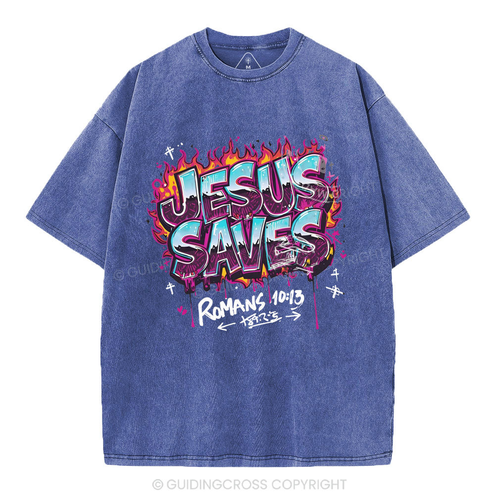 Jesus Saves Christian Washed T-Shirt