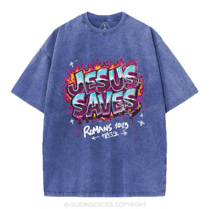 Jesus Saves Christian Washed T-Shirt