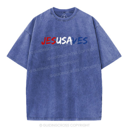 Jesus Saves Christian Washed T-Shirt