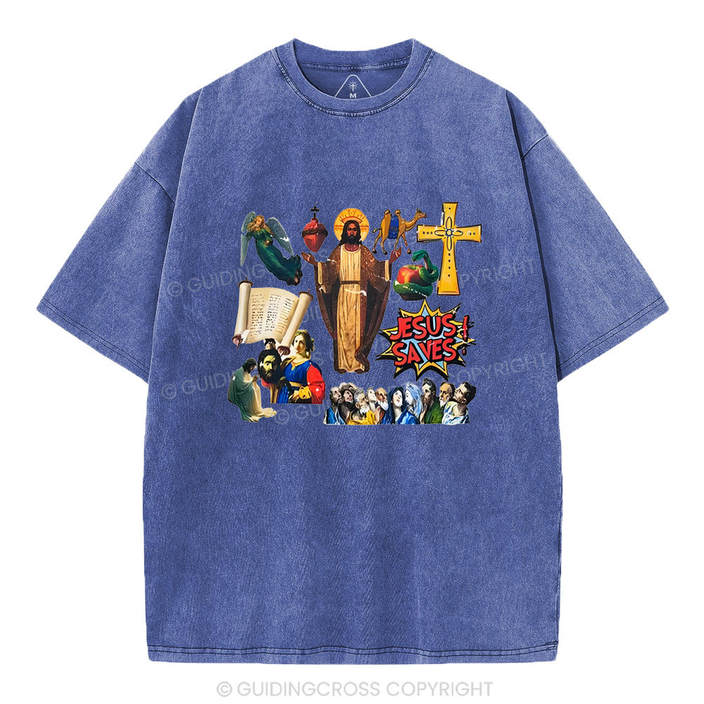 Jesus Saves Christian Washed T-Shirt