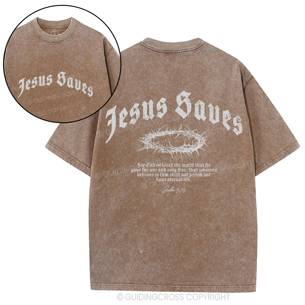 Jesus Saves Christian Washed T-Shirt
