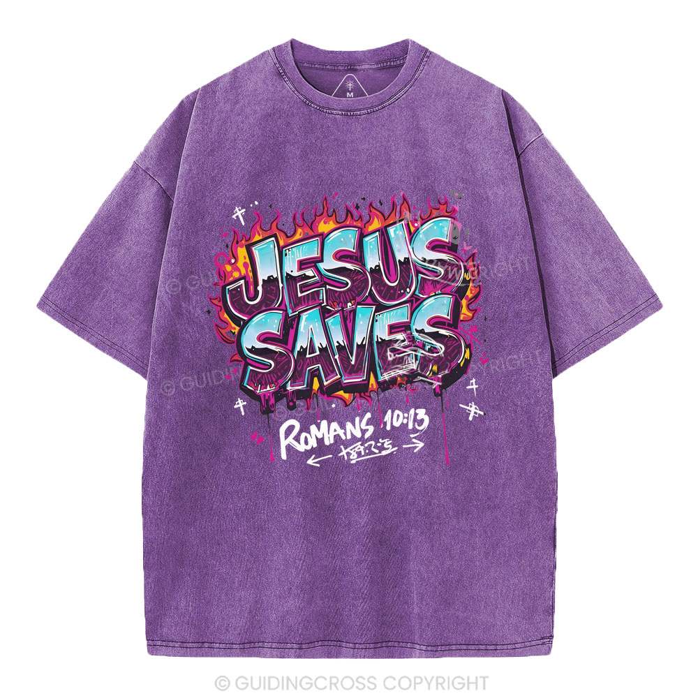 Jesus Saves Christian Washed T-Shirt