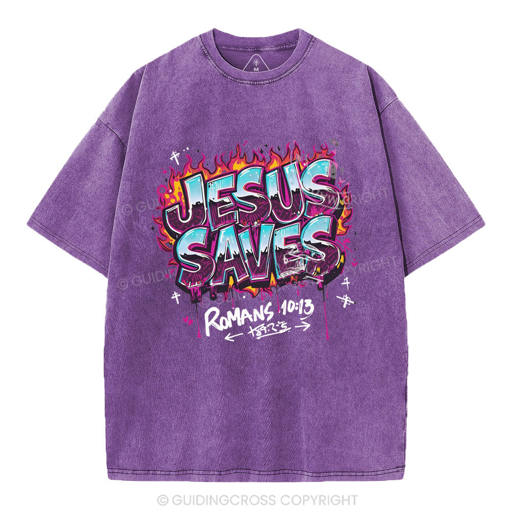 Jesus Saves Christian Washed T-Shirt