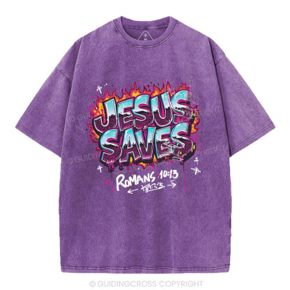 Jesus Saves Christian Washed T-Shirt