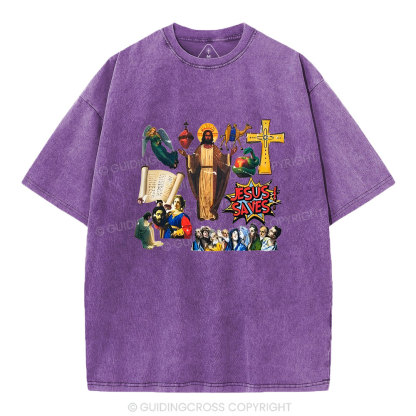 Jesus Saves Christian Washed T-Shirt