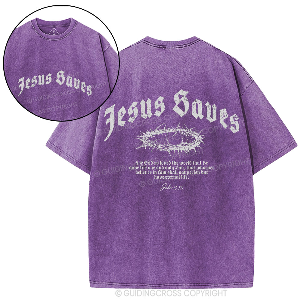 Jesus Saves Christian Washed T-Shirt