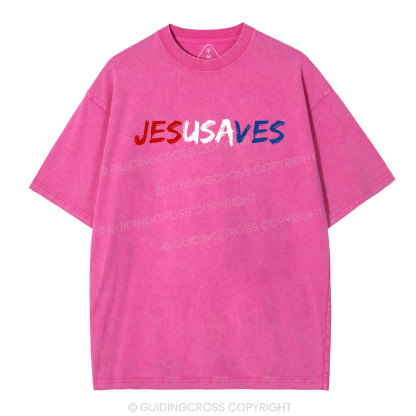 Jesus Saves Christian Washed T-Shirt