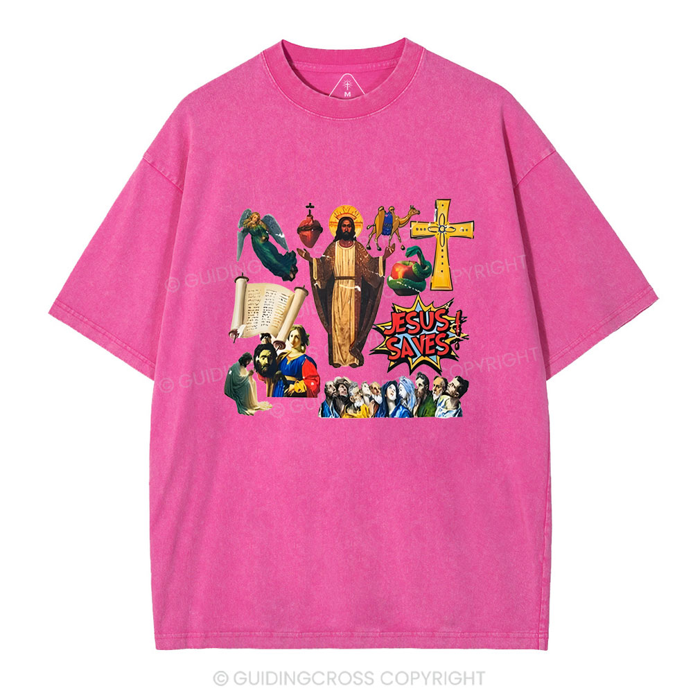 Jesus Saves Christian Washed T-Shirt