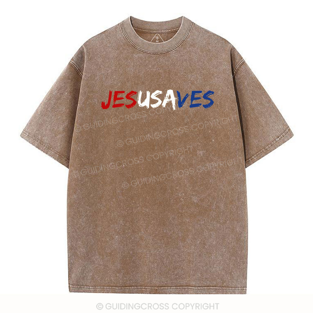Jesus Saves Christian Washed T-Shirt