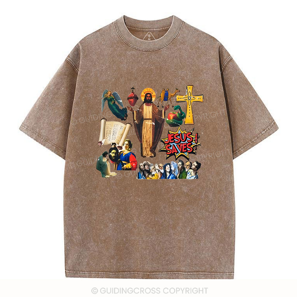 Jesus Saves Christian Washed T-Shirt