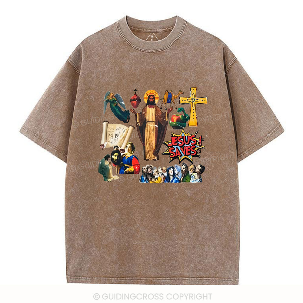 Jesus Saves Christian Washed T-Shirt