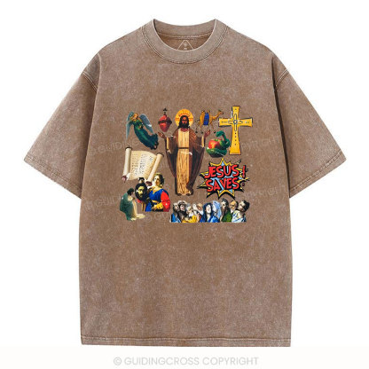 Jesus Saves Christian Washed T-Shirt
