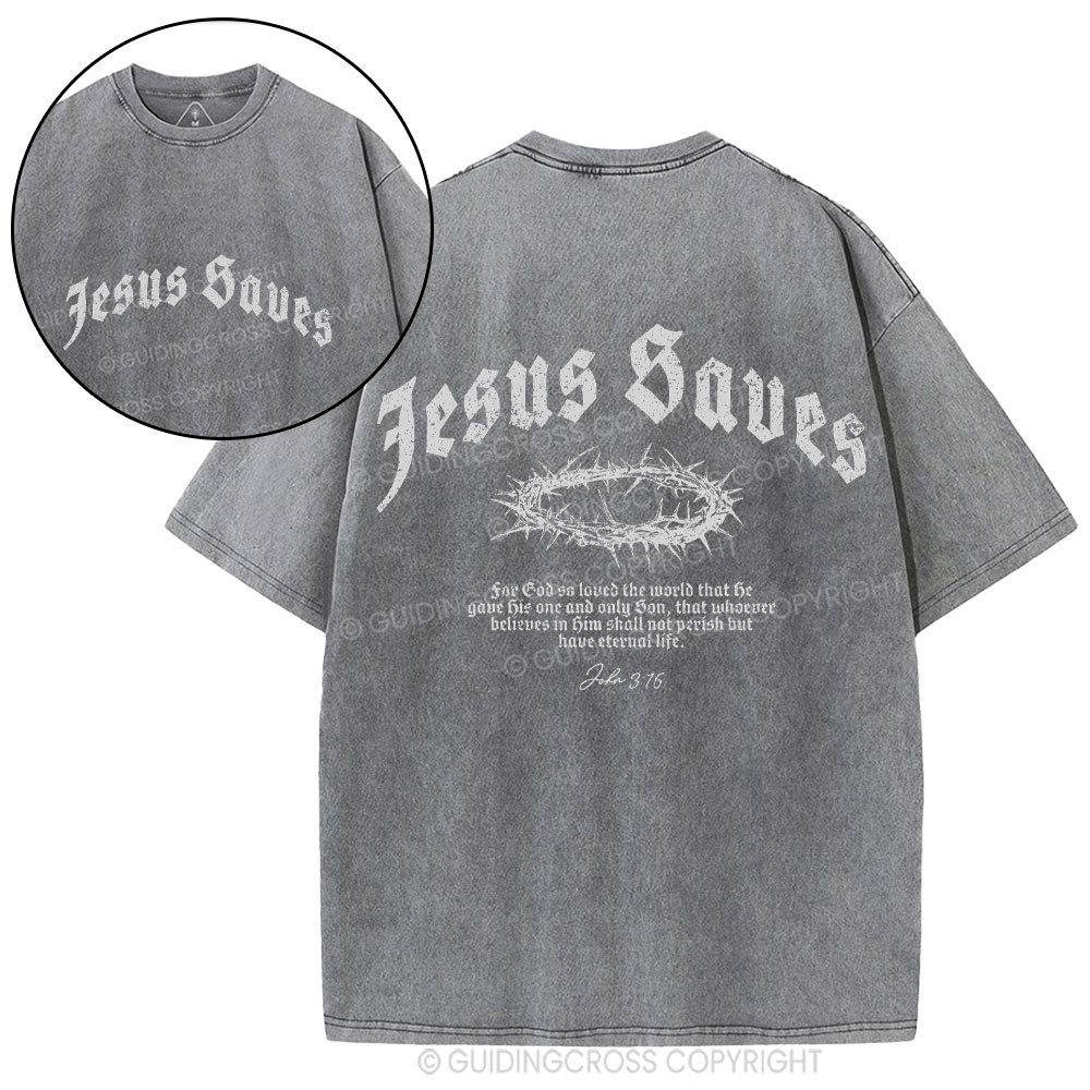 Jesus Saves Christian Washed T-Shirt