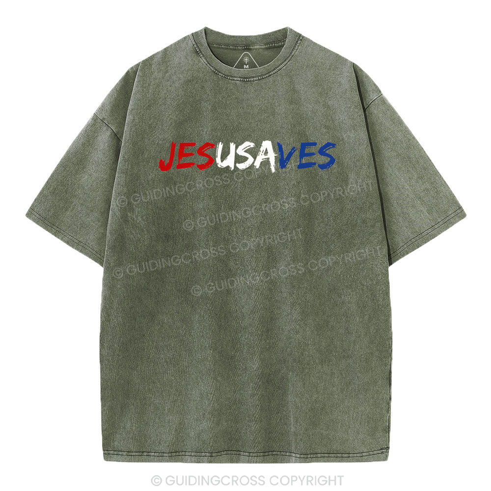 Jesus Saves Christian Washed T-Shirt