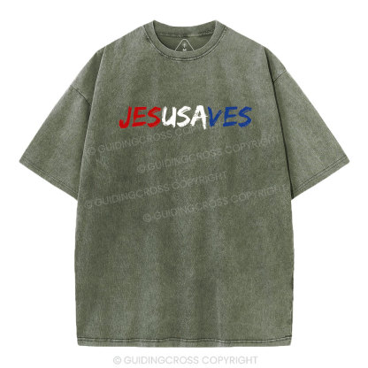 Jesus Saves Christian Washed T-Shirt