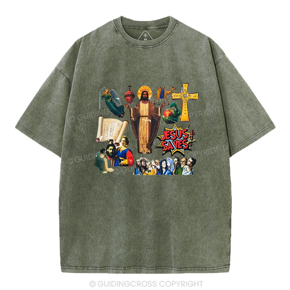 Jesus Saves Christian Washed T-Shirt