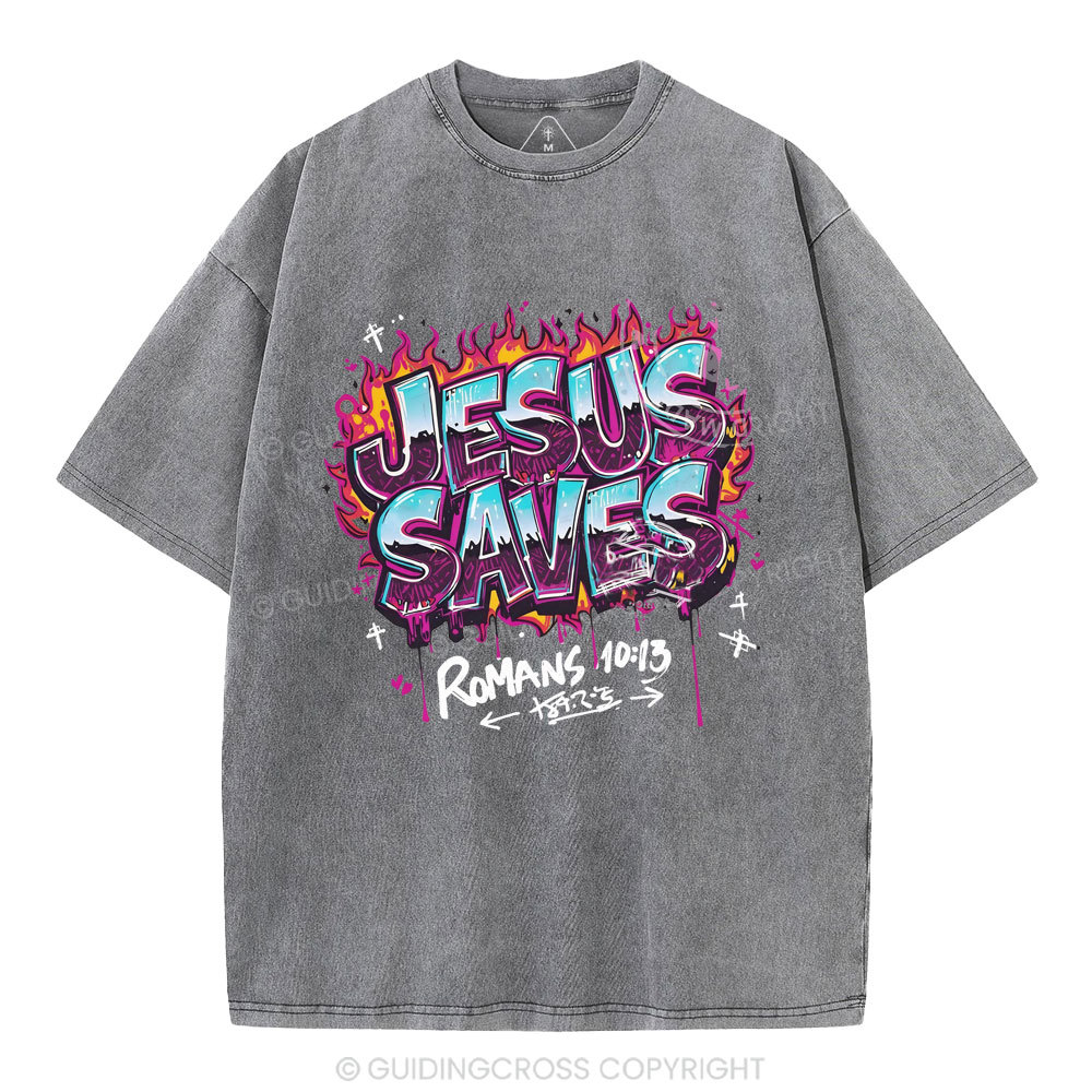 Jesus Saves Christian Washed T-Shirt