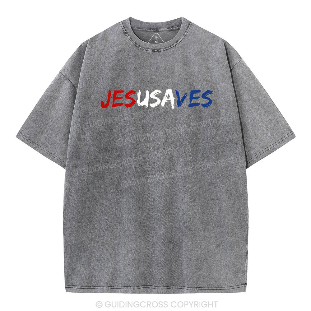 Jesus Saves Christian Washed T-Shirt