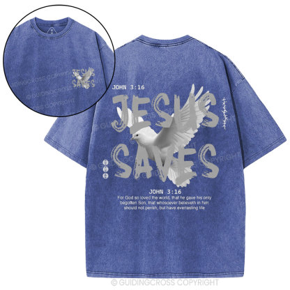 Jesus Saves Christian Washed T-Shirt