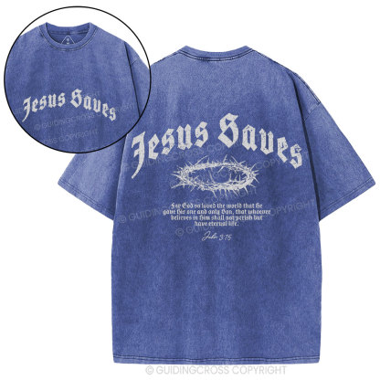 Jesus Saves Christian Washed T-Shirt