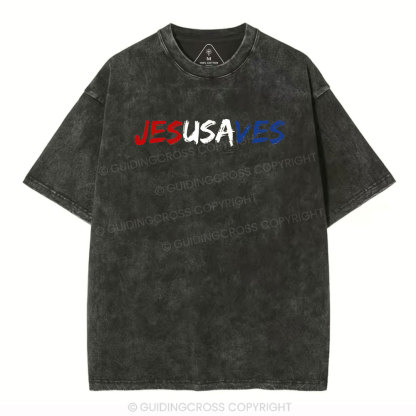 Jesus Saves Christian Washed T-Shirt