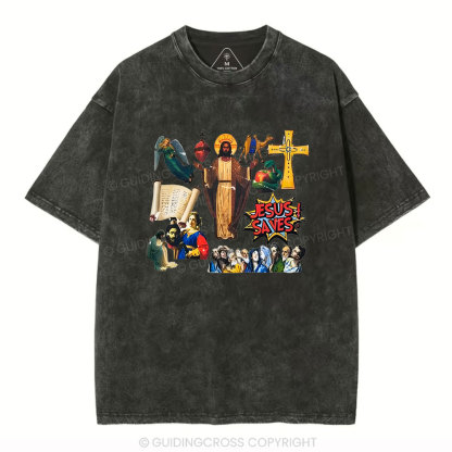 Jesus Saves Christian Washed T-Shirt