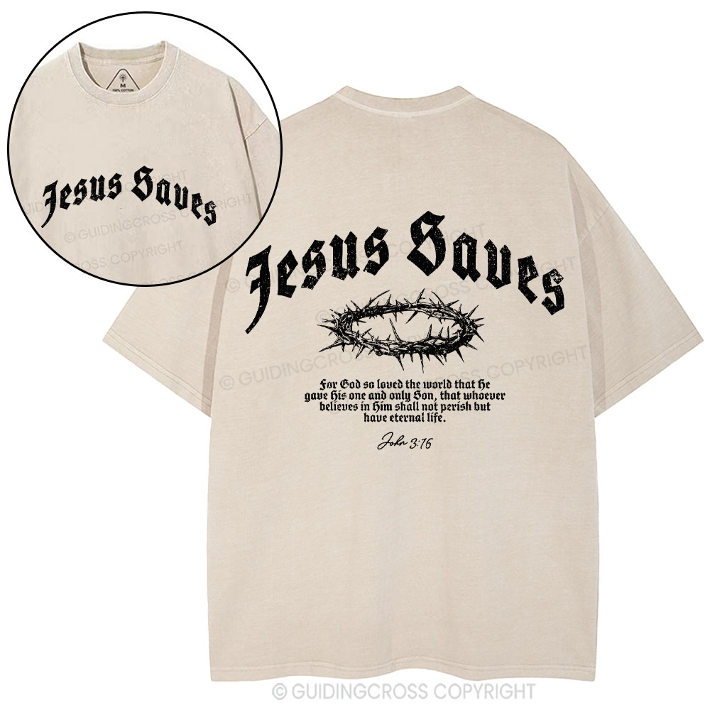 Jesus Saves Christian Washed T-Shirt