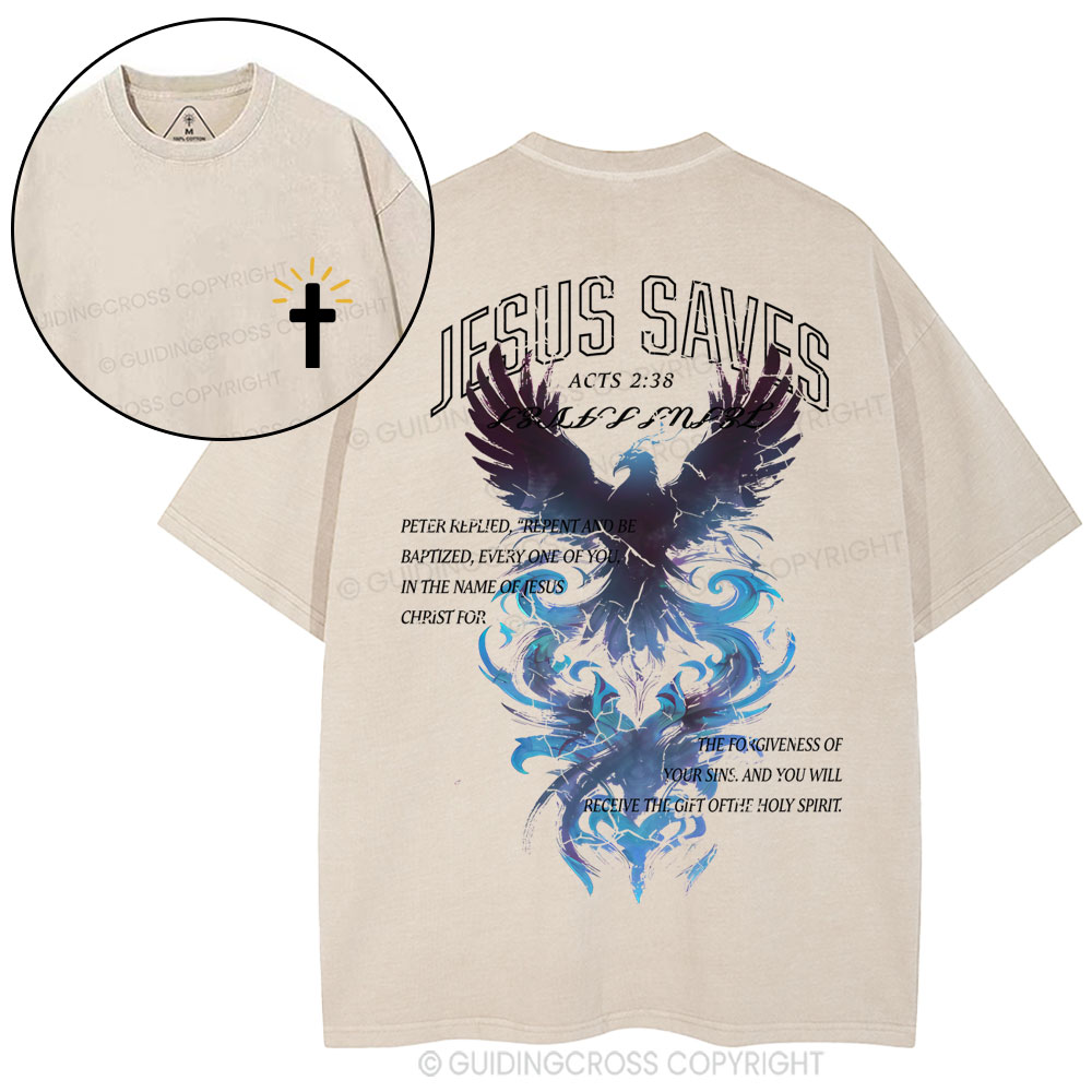 Jesus Saves Christian Washed T-Shirt